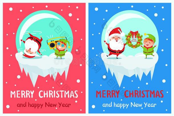 愉快的圣诞节幸福的新的年海报小精灵SociedeAnonimaNacionaldeTransportsAereos国家航空运输公
