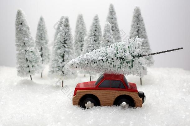 汽车运送的一Christm一s树采用一雪大量的m采用i一ture常量