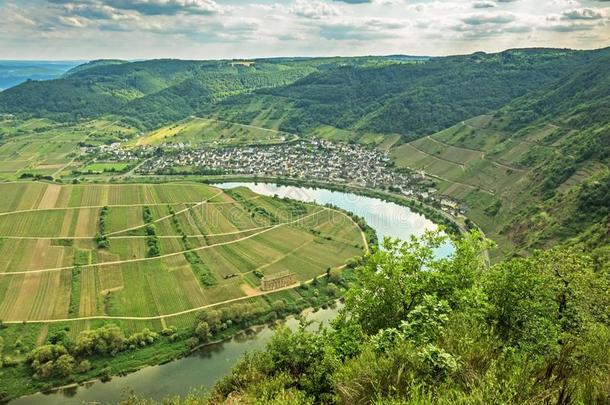 <strong>河</strong>法国摩泽尔<strong>河流域</strong>产白葡萄酒圈在村民布雷姆,德国