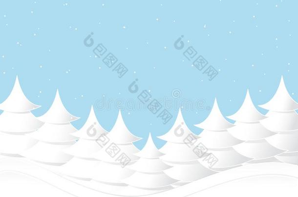 圣诞节树和下雪背景矢量设计为克里斯