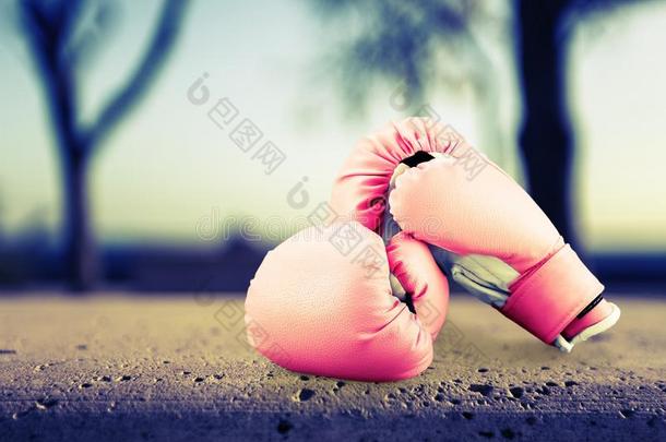 粉红色的拳击拳击手套向背景