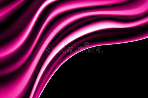 抽象的粉红色的织物缎波浪向黑的空白的空间为文本Poland波兰