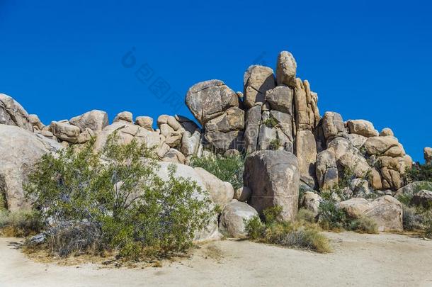 风景优美的岩石采用约书亚树国家的公园采用隐藏的山谷