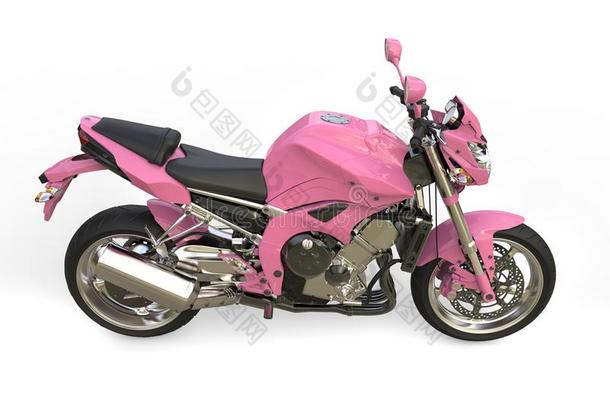 明亮的粉红色的现代的摩托车-顶下面看法