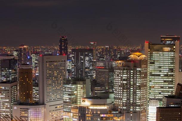 大阪夜景从恩达天建筑物