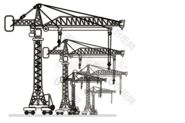 隔离的向背景<strong>高</strong>的-<strong>高</strong>度吊车港口