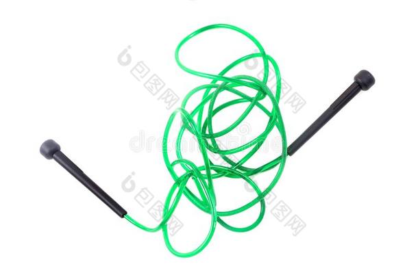 绿色的用于跳跃的粗绳为分类训练向白色的背景