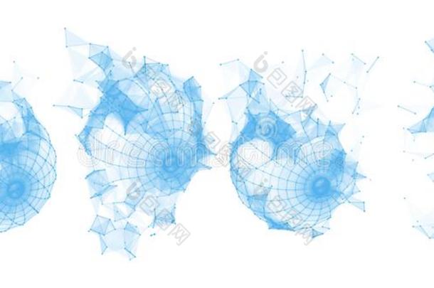 破碎的多角形的线框图球.几何学的形状.台词网