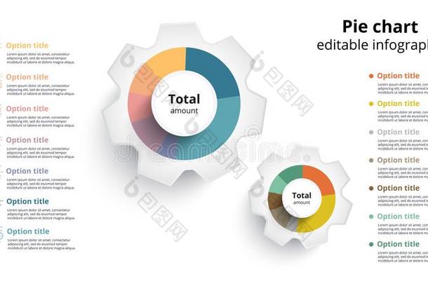 商业馅饼图表信息图表和可编辑的部分.圆圈