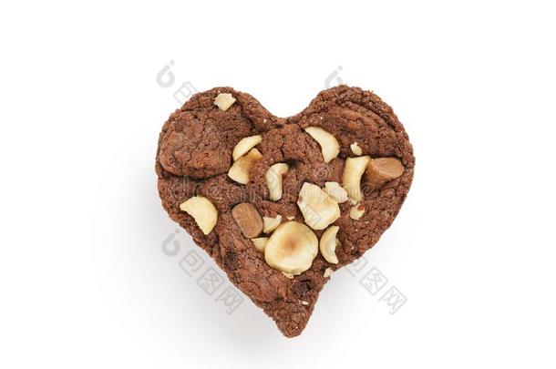 自家制的心合适的巧克力甜饼干和榛实和chocolate巧克力
