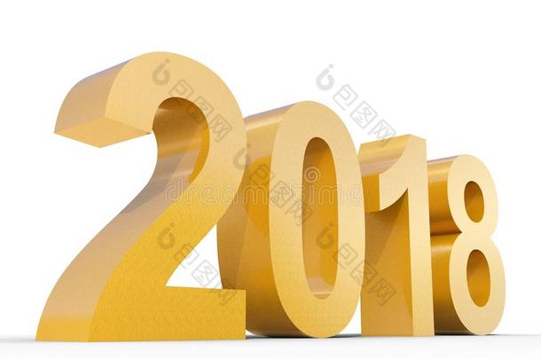 2018金色的年关于发光的黄色的金属字体