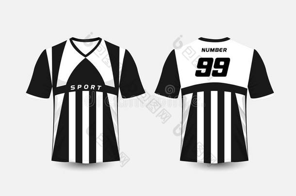 黑的和白色的条纹模式运动足球衣物和装备,毛织运动衫,英语字母表的第20个字母-int.安静
