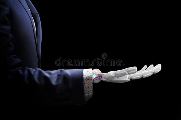 机器人的手采用一套外衣给看伸展的手.
