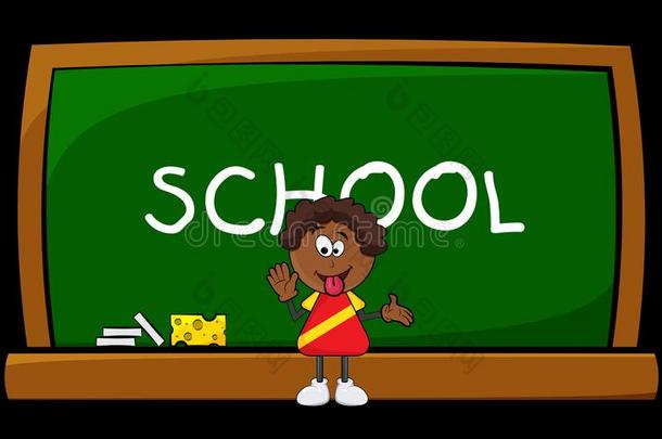 非洲的黑的男孩漫画展映舌头和学校