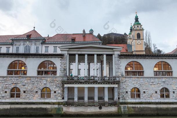 中央的交易关于卢布尔雅那,首都城市关于斯洛文尼亚,拿困难的