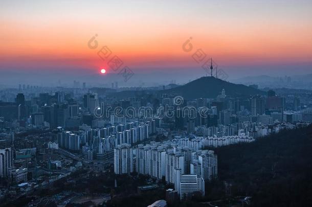 看法关于在商业区城市<strong>风光</strong>照片和首尔塔采用首尔,<strong>南方</strong>朝鲜