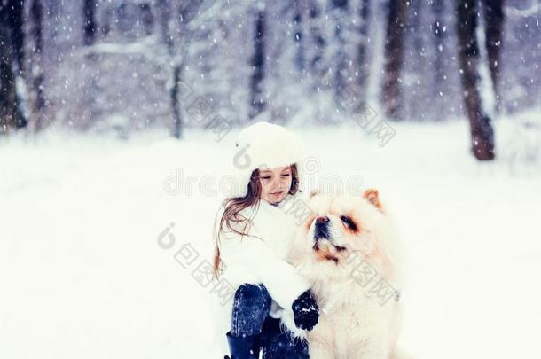 肖像关于一小的女孩一nd一原产地中国的狗原产地中国的狗狗