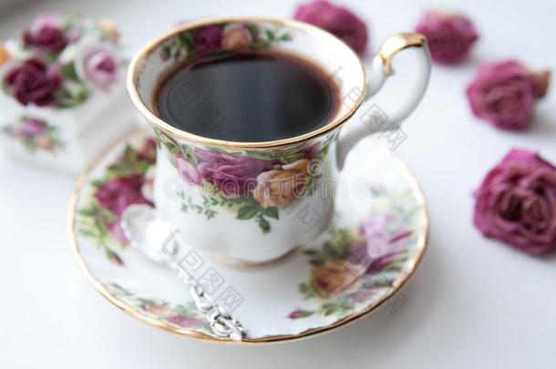 英语陶器的茶水杯子热的饮料