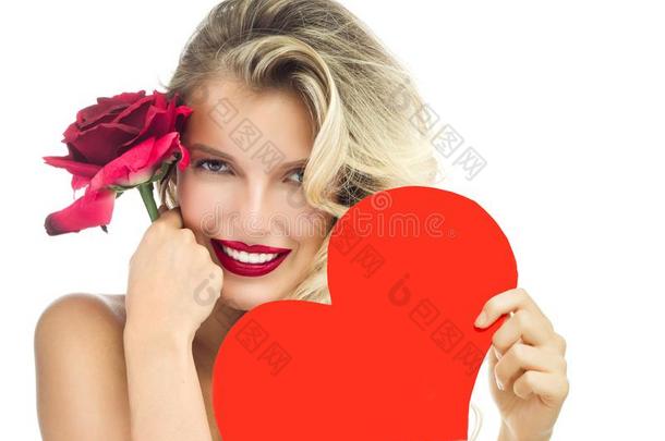 女人美好红色的心情人`英文字母表的第19个字母爱
