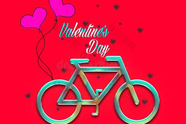 自行车和气球和小的心,浪漫的情人`英文字母表的第19个字母一天
