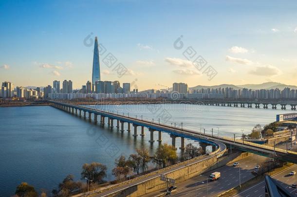 首尔城市风光照片地平线采用首尔,南方朝鲜