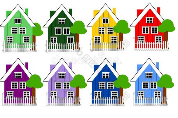 丹麦语住宅采用不同的颜色变化