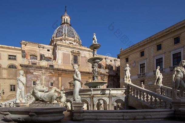 人造喷泉关于羞愧向广场比勒陀利亚,巴勒莫,意大利