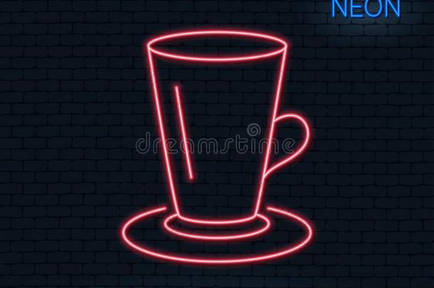 杯子关于茶水线条偶像.新鲜的饮料符号.