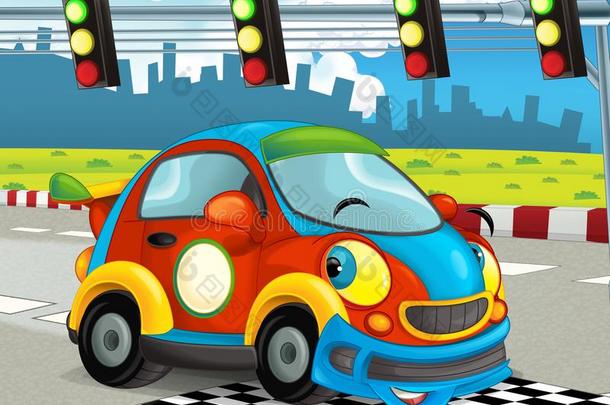 幸福的和有趣的漫画速度比赛汽车有样子的和图片-包图网企业站