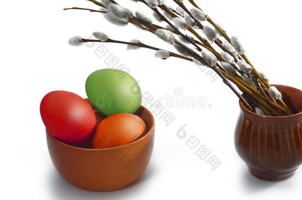 几个的<strong>柳树</strong>关于<strong>柳树</strong>和有色的复活节卵