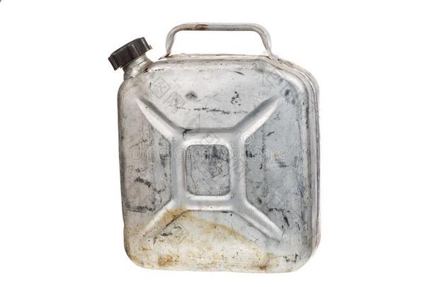 老的金属五加仑装的汽油罐或汽油小罐燃料aux.能够隔离的向whiteiron白铁