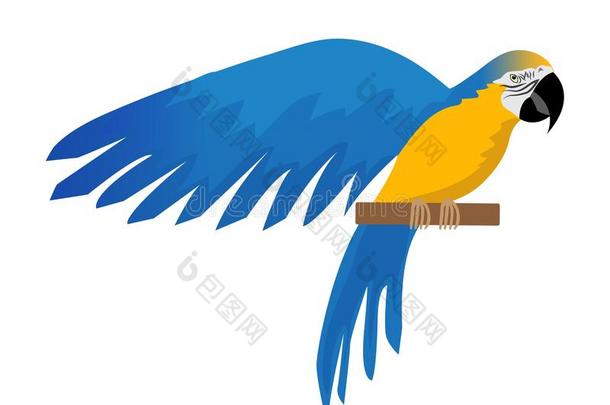鹦鹉天坛星座阿拉鲁纳平的偶像,漫画方式.蓝色-和-黄色的妈