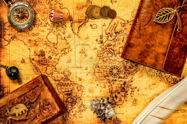 酿酒的旅行背景和老的地图