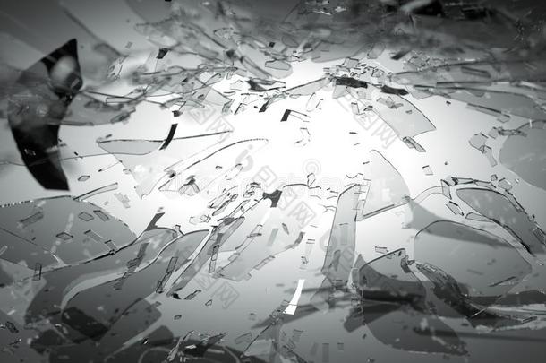破碎的或破碎的玻璃向灰色的和浅的degreeoffreedom自由度