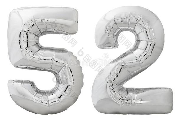 银数字52五十个人两个使关于需充气的气球隔离的英语字母表的第15个字母