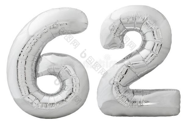 银数字62num.六十两个使关于需充气的气球隔离的英语字母表的第15个字母