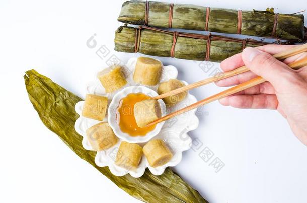 筷子迷人的切成片关于粽子为龙小船节日从