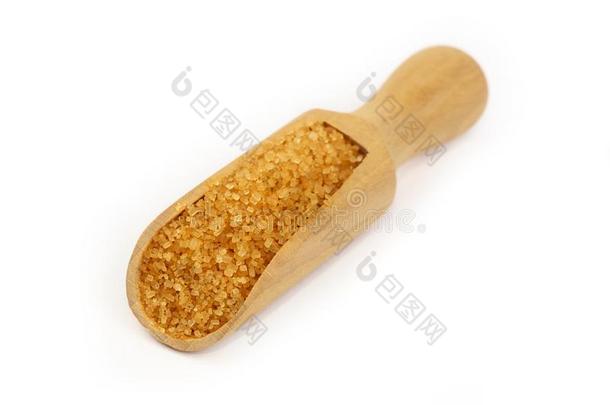 木制的铲勺满的关于棕色的手杖食糖