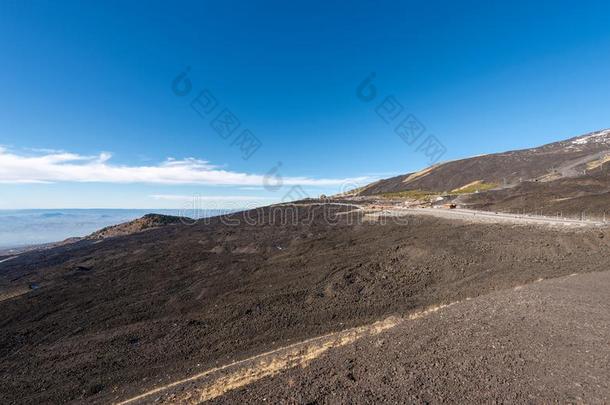 变硬的熔岩流-酒精灯煮水器火山西西里岛意大利