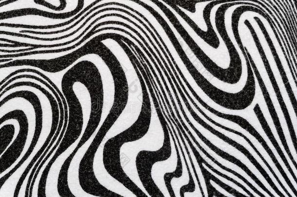 黑的和白色的织物和旋转曲线或斑马模式.