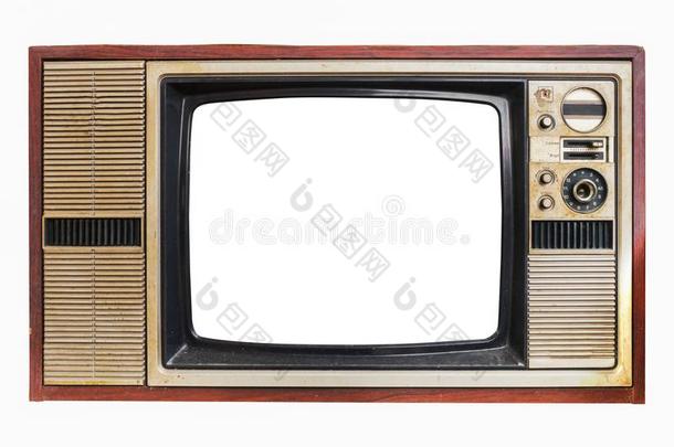 老的televisi向电视机和框架屏幕使隔离向白色的