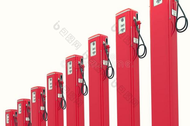 红色的汽油泵图表:上升采用燃料价钱