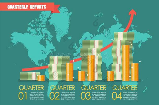 季度的报告和wolrld地图信息图