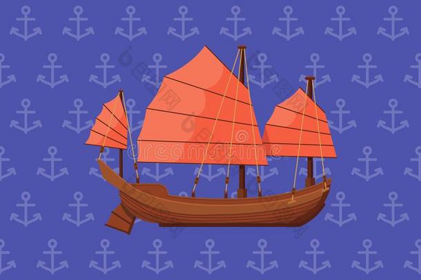 帆船运动<strong>海报</strong>和古代的东方的小船