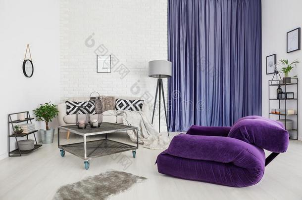 紫色的现代的活的房间