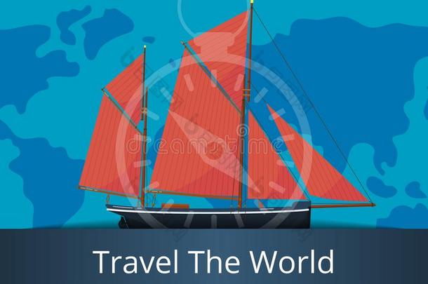 旅行指已提到的人世界<strong>海报</strong>和帆船
