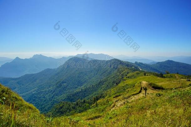 风景关于山Chee-chee全音阶的长音阶第四音,城镇拉埃泰国
