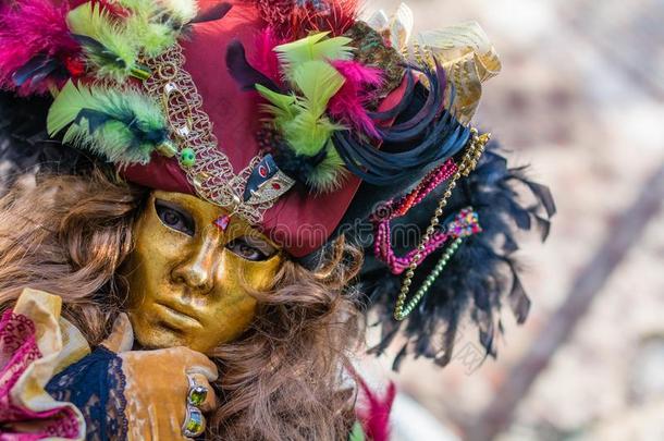 典型的富有色彩的面具从指已提到的人威尼斯狂欢节