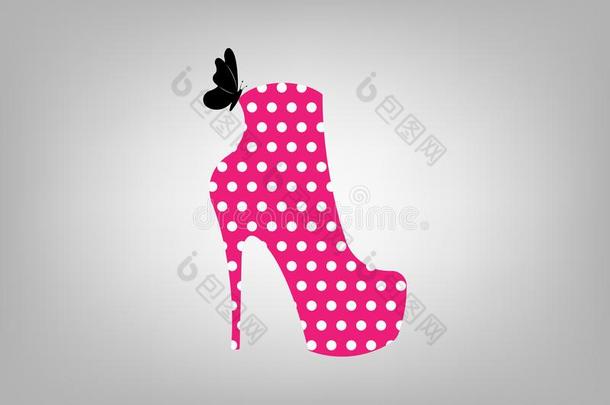 女人粉红色的擦靴人向高的<strong>高跟鞋</strong>,面看法,标识鞋商店,商店