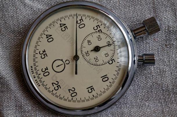 秒表,向帆布背景,价值测量时间,老的钟一